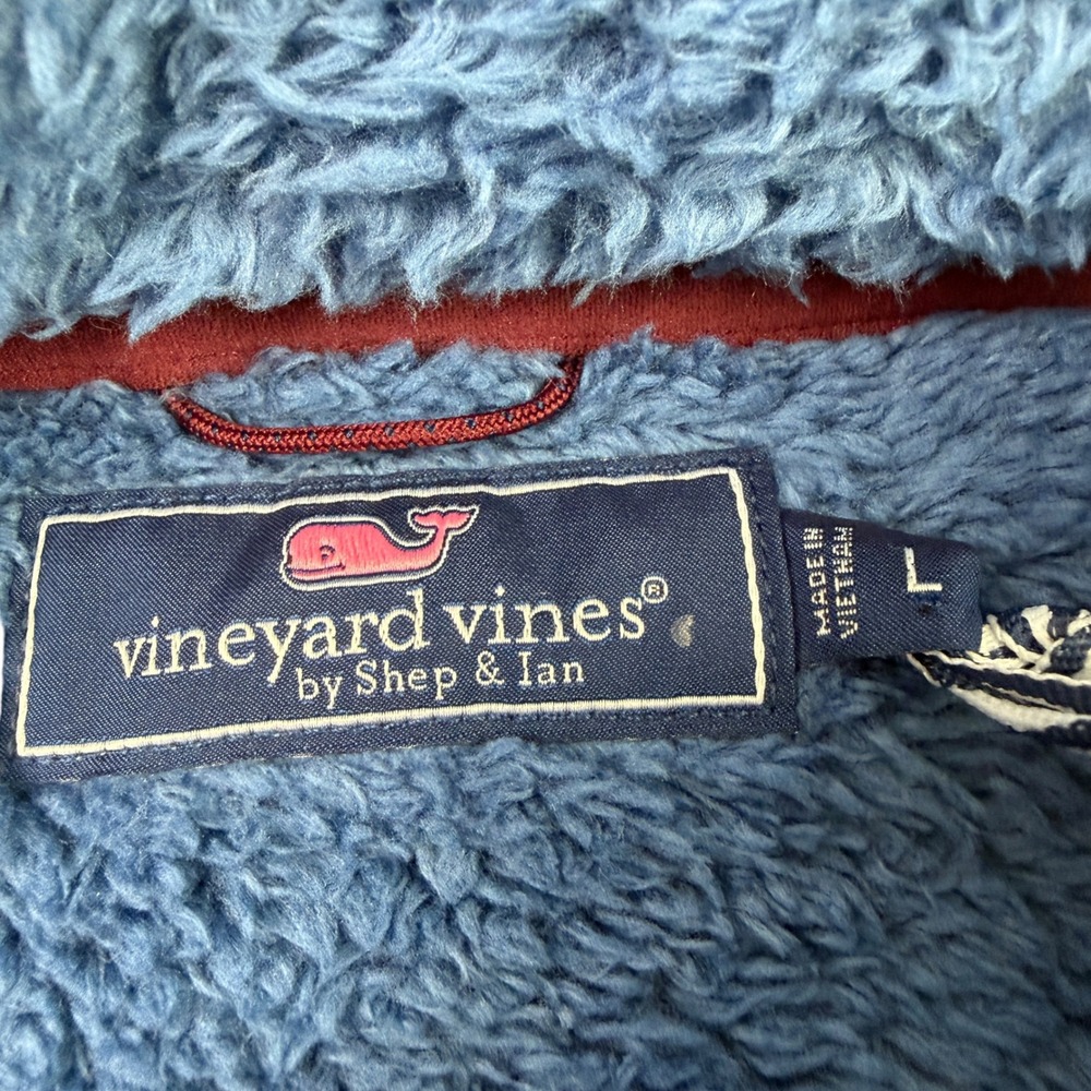 Vineyard Vines Mens New Eng High Pile Fleece 1/4 Zip Moonshine Blue Large NWT - Picture 5 of 10